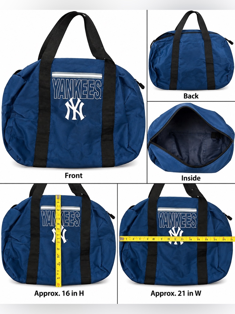 Official Yankees Navy Duffel Bag with Black Straps